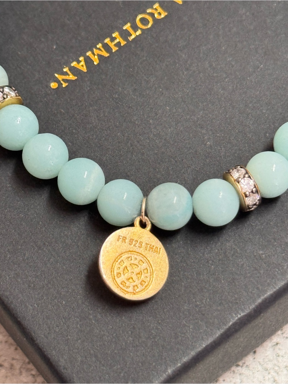 Freida Rothman Sentiment Amazonite Faith Stretch Bead Bracelet. - Picture 2 of 7